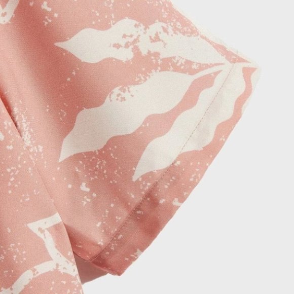 Orange Vacation Style Men's Plants Notched Shirt - Picture 4 of 4